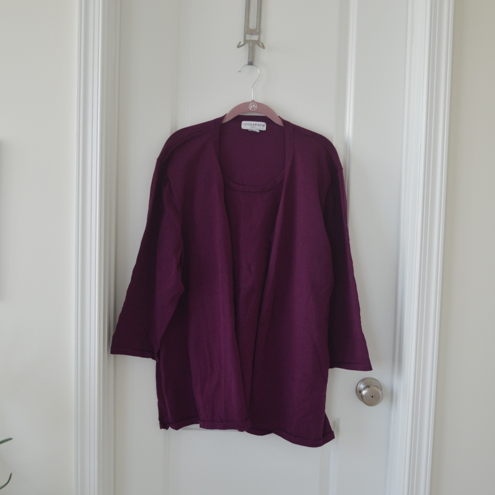 Purple Cami and Cardigan Sweater Set